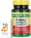 LUAL Spring Valley Folate 666 mcg DFE (400 mg d'acide folique) 250 CountBundle 45 Diabète décodé, Supplément folate pour les femmes