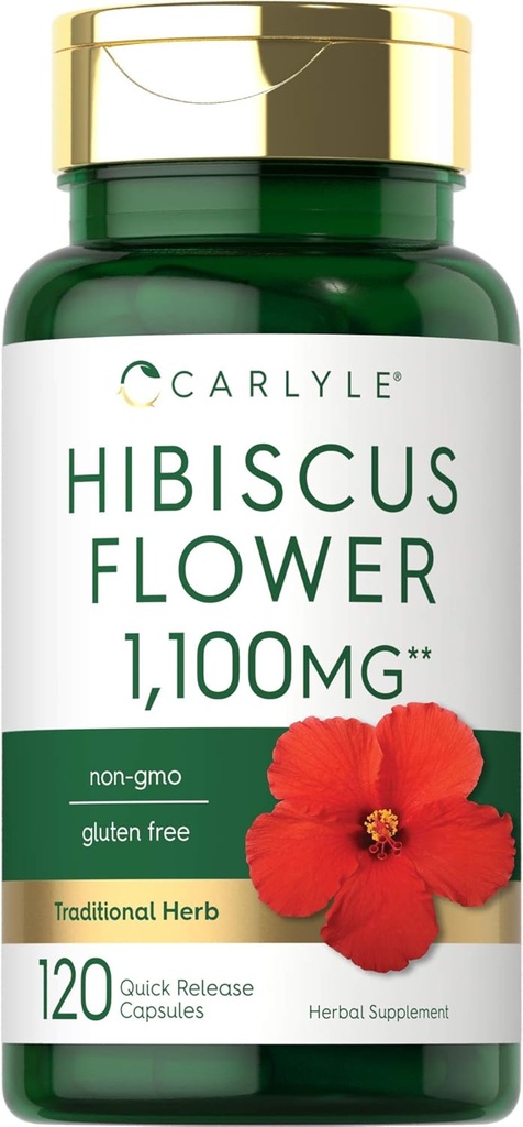 Extrait de fleur d'hibiscus de Carlyle 1100 mg de 120 Capsules , Supplément sans gluten