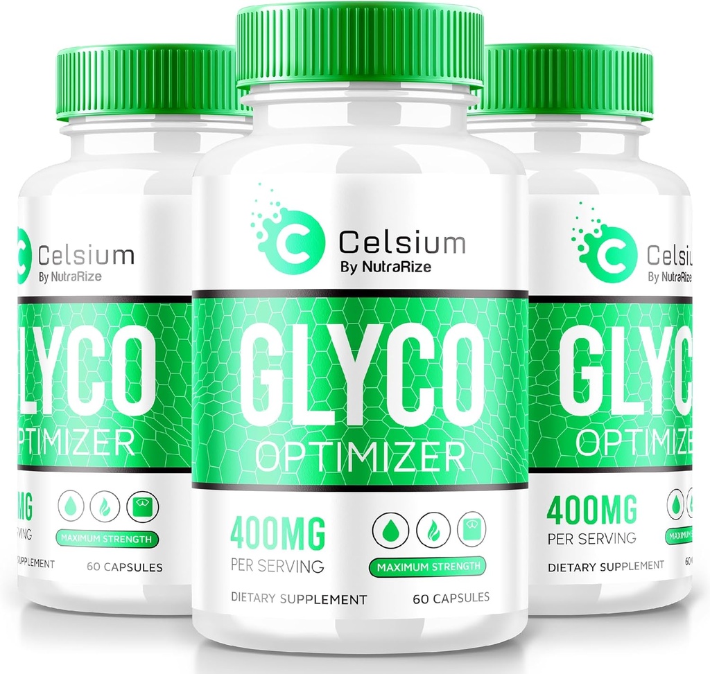 NutraRize (Pack of 3 Celsium Glyco Optimizer, Maximum Strength Blood Flow Support, Capsules to Maintain Stable Levels, Herbal Plus Vitamins Formula for Overall Health, Official Reviews (180 Capsules)