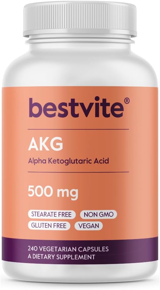 AKG (acide cétoglutarique alpha) 1000mg par portion (240 gélules végétariennes) - Pas de stéarate - Vegan - Non OGM - Sans gluten - Supplément AKG