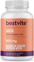 AKG (acide cétoglutarique alpha) 1000mg par portion (240 gélules végétariennes) - Pas de stéarate - Vegan - Non OGM - Sans gluten - Supplément AKG
