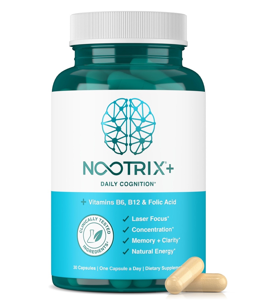 Nootrix Cerveau Plus Supplément Nootropique Soutient la mémoire, la concentration mentale, la santé cognitive et l'énergie.