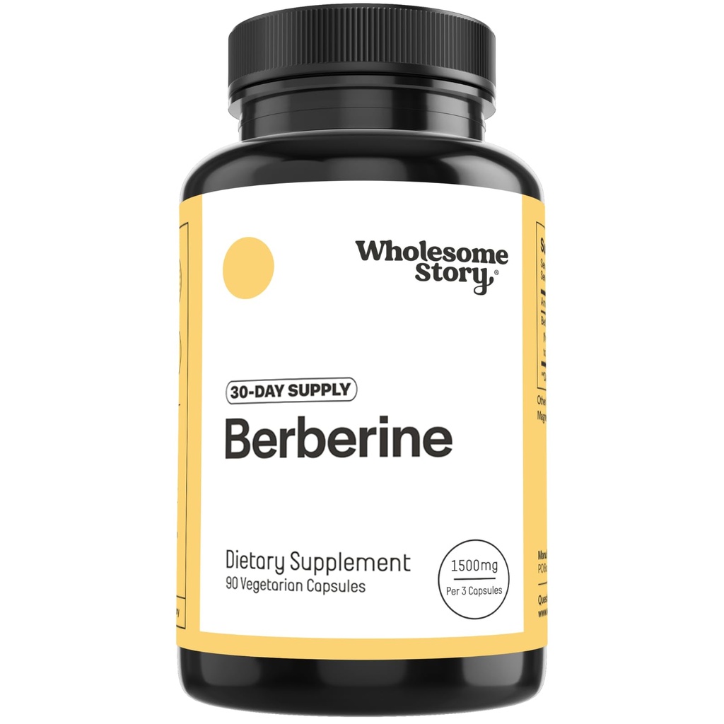 Supplément berbère 1500mg de berbère 500mg par capsule de 97% Pureté standardisée Supporte les profils métaboliques et l'équilibre hormonal de 90 capsules Berbère HCL de 30 jours