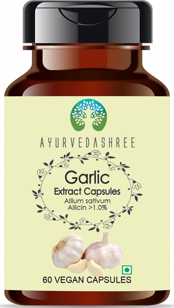 Extrait d'ail 500mg - 60 Capsules Végétariennes (Allium Sativam) Tous Naturel 100% végétalien (GMP) Certifié