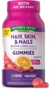 La vérité de la nature Cheveux, la peau et les ongles Gummies avec Biotine 140 Comte de fruits Saveur de fruits, végétalien, non-OGM et vitamine sans gluten pour les hommes et les femmes