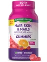 La vérité de la nature Cheveux, la peau et les ongles Gummies avec Biotine 140 Comte de fruits Saveur de fruits, végétalien, non-OGM et vitamine sans gluten pour les hommes et les femmes