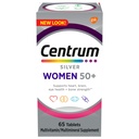 Multivitamine d'argent centrum pour femmes 50 Plus, supplément multivitamine/multiminérale avec vitamine D3, vitamine B, ingrédients non OGM, soutient la mémoire et la cognition chez les personnes âgées - 65 Ct
