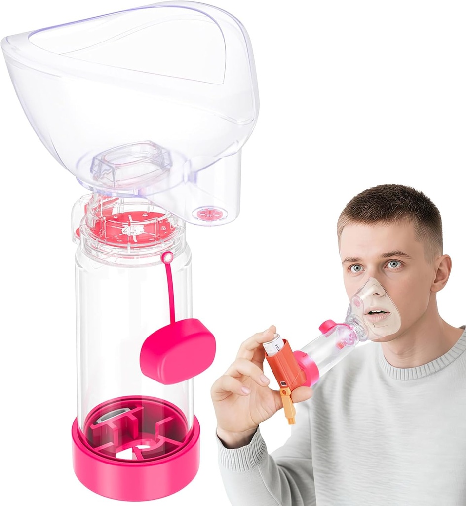 NESSI OTC Spacer Adulte avec Masque Spacer et Bouthpiece Spacer (Pink)