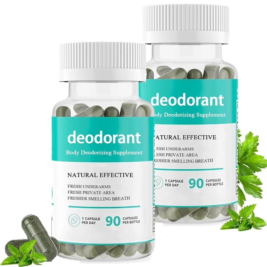Supplément désodorisant pour le corps, Capsules désodorisant pour le corps, Capsules désodorisants pour la désintoxication, Digestion, Gut Health, Support de la peau 90 Capsules (2)