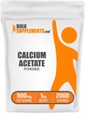 BulkSupplements.com Poudre d'acétate de calcium - Supplément de calcium, grade alimentaire - Sans gluten et pur, 500mg par portion, 1kg (2,2 lbs) (paquet de 1)
