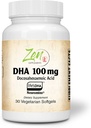 Suppléments Zen - Neuromins DHA 100 Mg - Vegan & Algae Source supplément DHA soutient la santé oculaire, la santé cardiaque et le bien-être optimal 30-Vegcaps