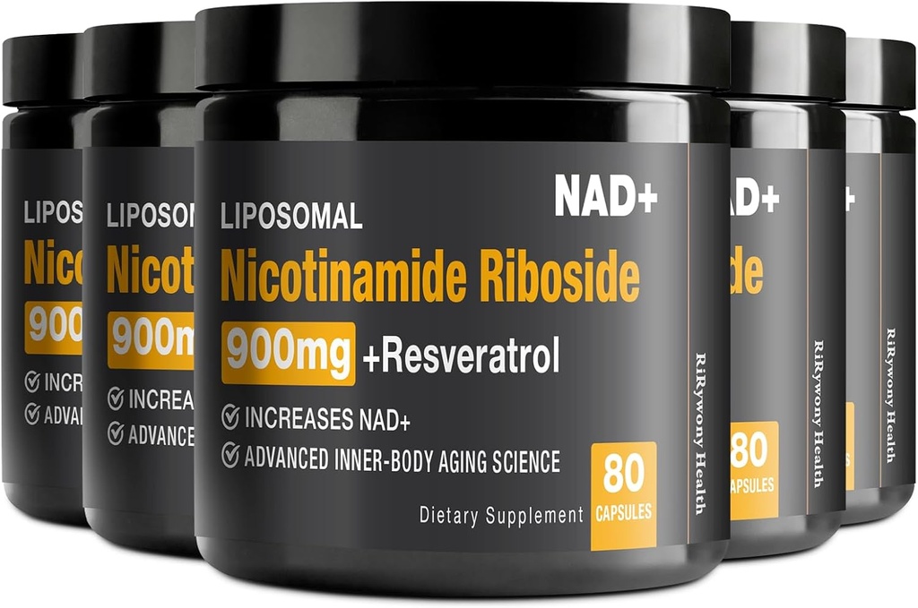 Supplément NAD - NAD+ avec nicotinamide Riboside (NR) et resvératrol Quercetin 900mg Pure Organic NAD Plus pour la réparation cellulaire Vieillissement sain Fonction cérébrale, 80 Capsules (paquet de 5)