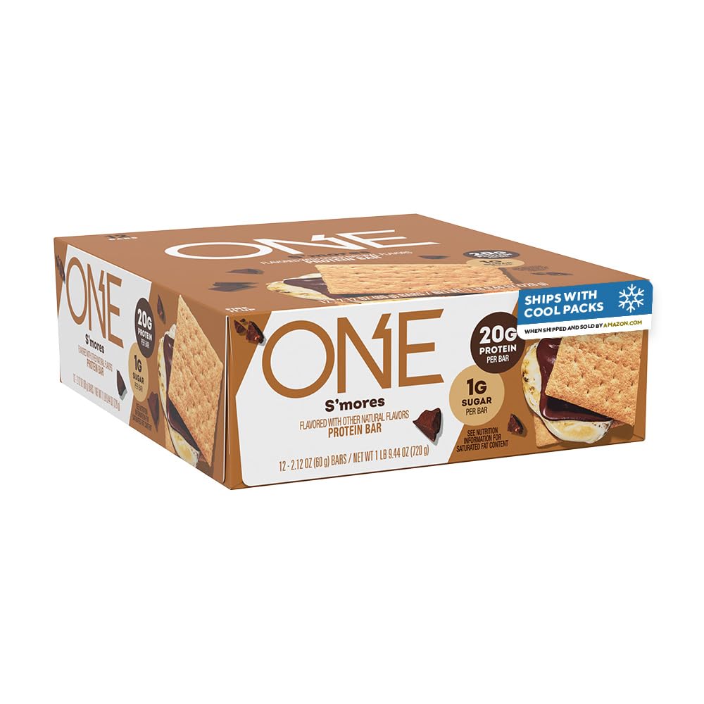 ONE Barres de protéines, Smores, sans gluten avec 20g de protéines et 1g de sucre, agrafes de Pantry, 2,12 oz (12 compte), emballage mai Vary
