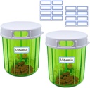 Organisateur de pilules 4 Compartiment 2PCS Distributeur de pilules Large Portable Pill Box Organisateur mensuel de médicaments pour les pilules, huiles de poisson, vitamines, suppléments (pill case 2 Pack + étiquettes autocollantes)