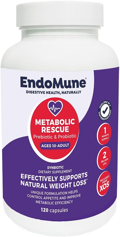 Endomune Metabolic Rescue Prebiotic and Probiotic - Physician Formulated - 120 Vegetarian Capsules - Weightloss Supplement