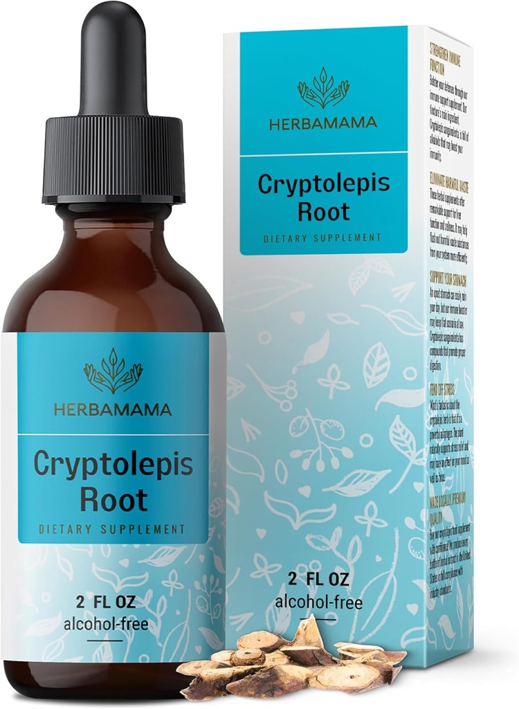 HERBAMAMA Cryptolepis Tincture - Vegan Cryptolepis Sanguinolenta Immunity Drops for Overall Detox - Non-GMO, Alcohol & Sugar-Free Immune Support Supplement