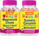 Eh bien oui Magnésium Citrate Enfants + Curcumine Turcuma Enfants, Gummies Bundle - Grande dégustation, supplément de vitamine, sans gluten, sans OGM, gummy à croquer