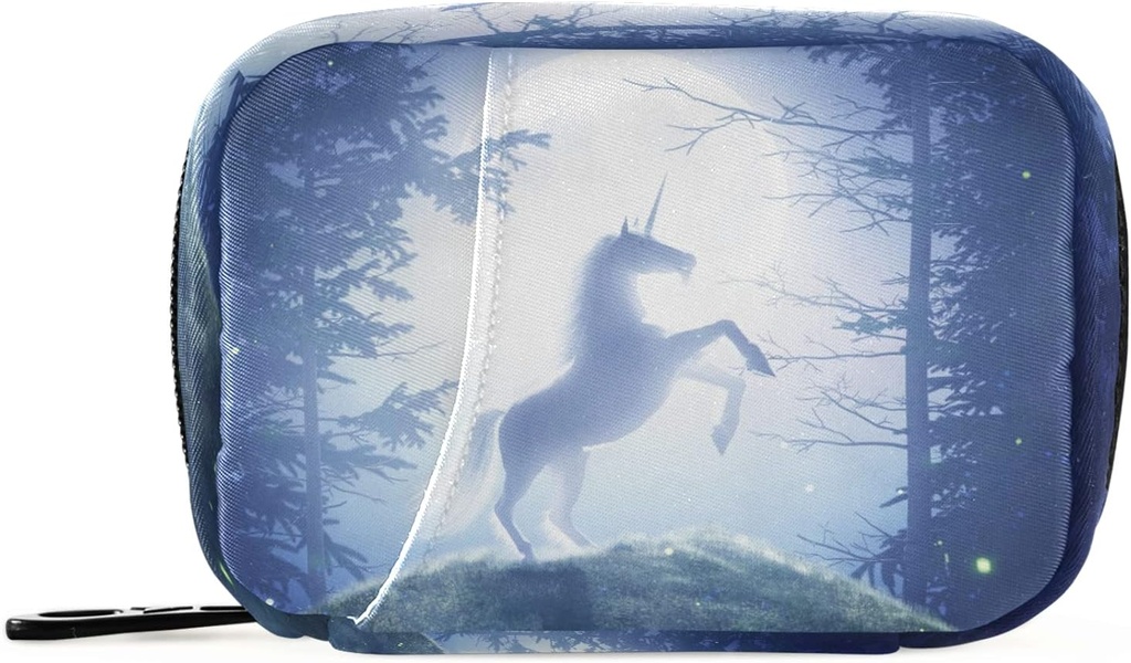 Fée Licorne Pill Box 7 Day Pill Case Travel Pill Organizer Bag with Zipper Portable Weekly Case Taille compacte pour le support de supplément de vitamine