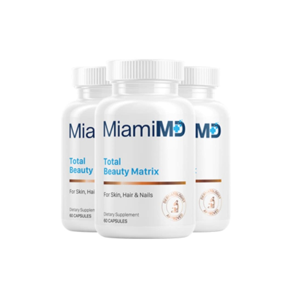 MiamiMD Total Beauty Matrix Collagen Suppléments pour femmes - Capsules de collagène avec vitamine C pour cheveux, peau et ongles - Sans cruauté - 60 Capsules