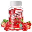 Complexe monohydraté créatine pour hommes et femmes - formule avancée W/L-Taurine + vitamine B12, supplément à croquer sans sucre,90 gommies de fraise