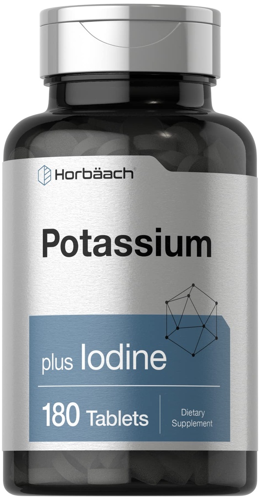Supplément au chlorure de potassium Horbäach Plus Iodine 180 Comprimés végétariens non OGM et sans gluten