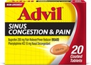 Advil Sinus Congestion et douleur, Sinus Relief Medicine, analgésique et réducteur de fièvre avec Ibuprofène et Phénylephrine HCl - 20 comprimés enduits