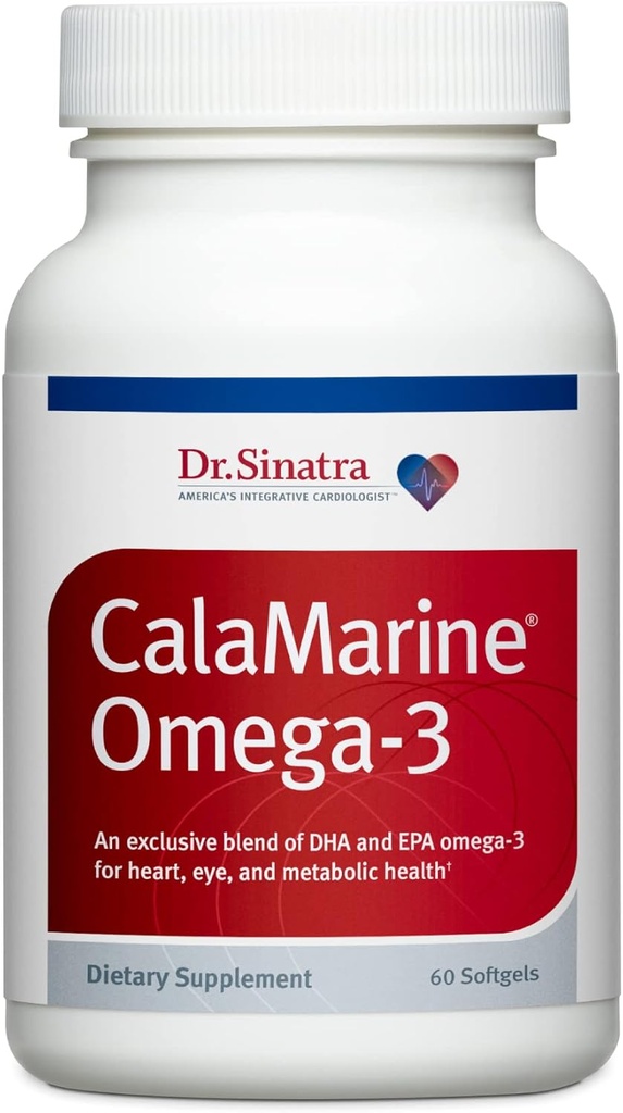 Dr. Sinatra CalaOméga marin-3 Supplément avec DHA et EPA, Grade clinique pour la santé cérébrale, cardiaque et oculaire, 60 Softgels