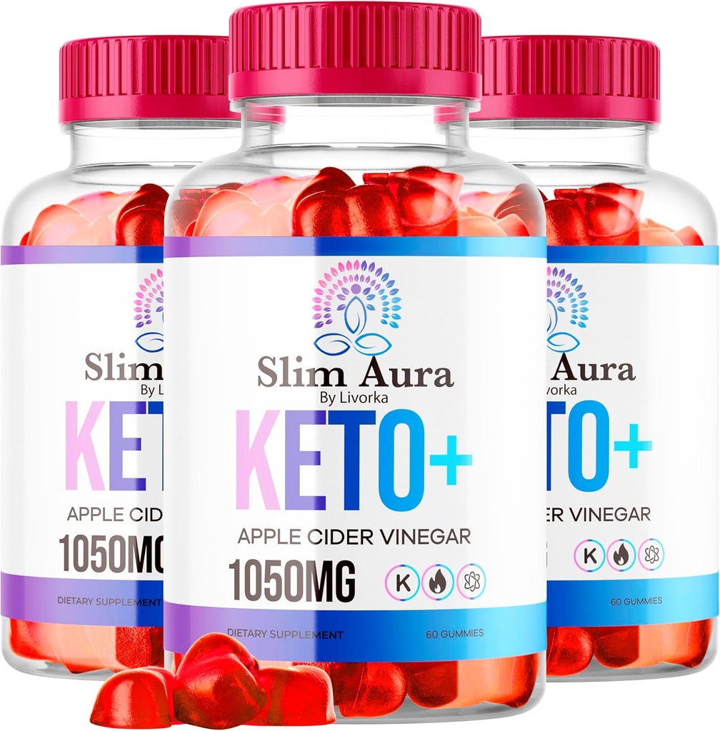 (3 Pack) Slim Aura Keto ACV Gummies - Officiel Slim Aura Keto Plus Apple Cider Vinegar 1050MG Formule avancée Gummys, Toutes les Formules Premium naturelles, Slimaura Gomitas Avis, 300 Gummys pendant 5 mois