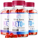 (3 Pack) Slim Aura Keto ACV Gummies - Officiel Slim Aura Keto Plus Apple Cider Vinegar 1050MG Formule avancée Gummys, Toutes les Formules Premium naturelles, Slimaura Gomitas Avis, 300 Gummys pendant 5 mois
