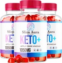 (3 Pack) Slim Aura Keto ACV Gummies - Officiel Slim Aura Keto Plus Apple Cider Vinegar 1050MG Formule avancée Gummys, Toutes les Formules Premium naturelles, Slimaura Gomitas Avis, 300 Gummys pendant 5 mois