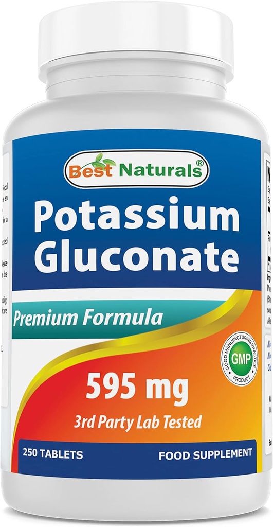 Meilleur supplément de gluconate de potassium naturel 595 Mg Comprimé, 250Conte