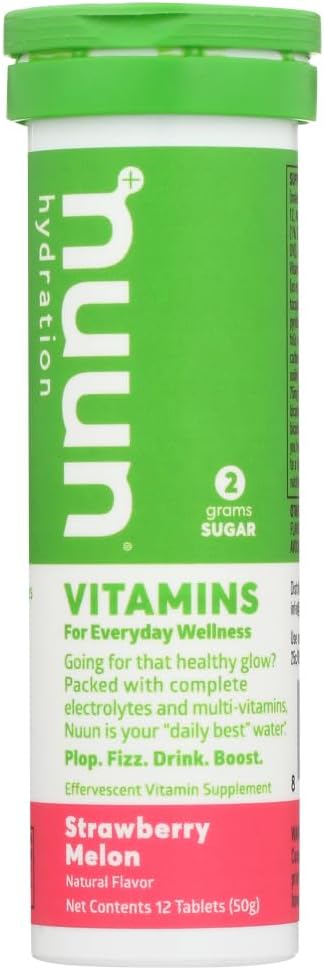 Nuun Vitamines: supplément quotidien d'hydratation au melon de fraise (3 tubes de 12 onglets)3