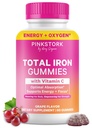 Pink Stork Supplément de fer prénatal Gummies pour les femmes - 20 mg avec vitamine C - Chewable de raisin pour le déficit, l'énergie et le sang builder - 60 Gummy Chews