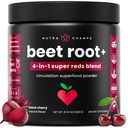 Supplément de circulation en poudre de betteraves de NutraChamps, oxyde nitrique en poudre de superaliments avec jus de betterave, super-rouges et extraits de graines de raisin, sans supplément de betterave sucrière - 8,74 Oz