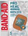 Bande-Aid de marque Pro Heal Hydrocolloïd Gel Pads, extra grands bandes imperméables pour une meilleure guérison des blessures mineures, bandes stériles de premiers soins, 5 ct