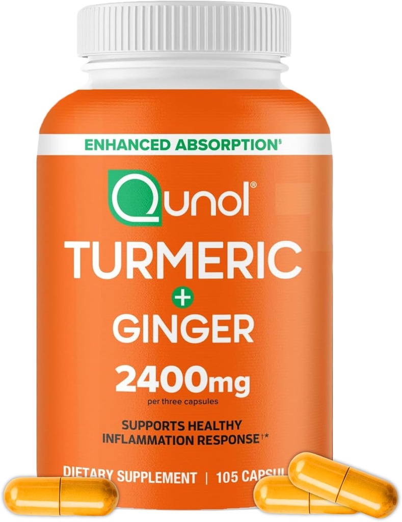 Curcumine turcumaque avec poivre noir et gingembre, 2400mg Extrait turcumaque avec 95% Curcuminoïdes, Supplément de force supplémentaire, Absorption améliorée, Supplément de soutien interarmées, 105 Compte