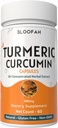Capsules de curcuma 500mg de Curcuma Longa 10:1 Extrait et poudre d'extrait de poivre noir 5% pour l'absorption accrue d'un supplément à base de plantes non-OGM, sans gluten (60 Nombre (paquet de 1))