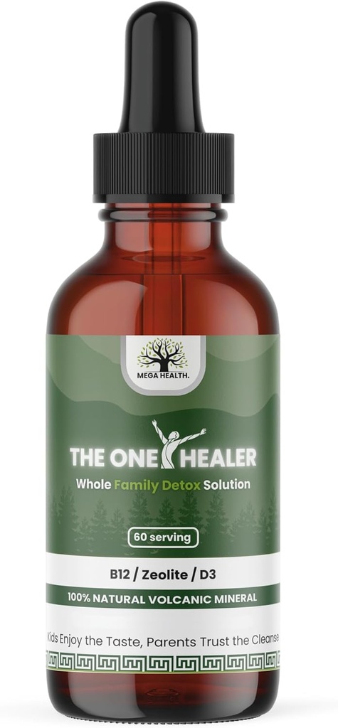 The One Healer - Détox zéolite pour les enfants et les adultes – gouttes de zéolite pure pour les métaux lourds – nettoyage complet du corps avancé avec le méthyl B12 et la vitamine D3, soutien quotidien naturel, 60 jours d'approvisionnement