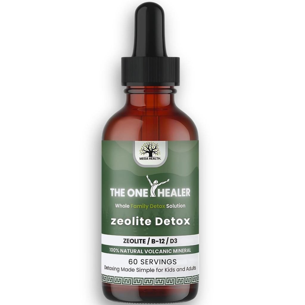 The One Healer - Détox zéolite pour les enfants et les adultes – gouttes de zéolite pure pour les métaux lourds – nettoyage complet du corps avancé avec le méthyl B12 et la vitamine D3, soutien quotidien naturel, 60 jours d'approvisionnement
