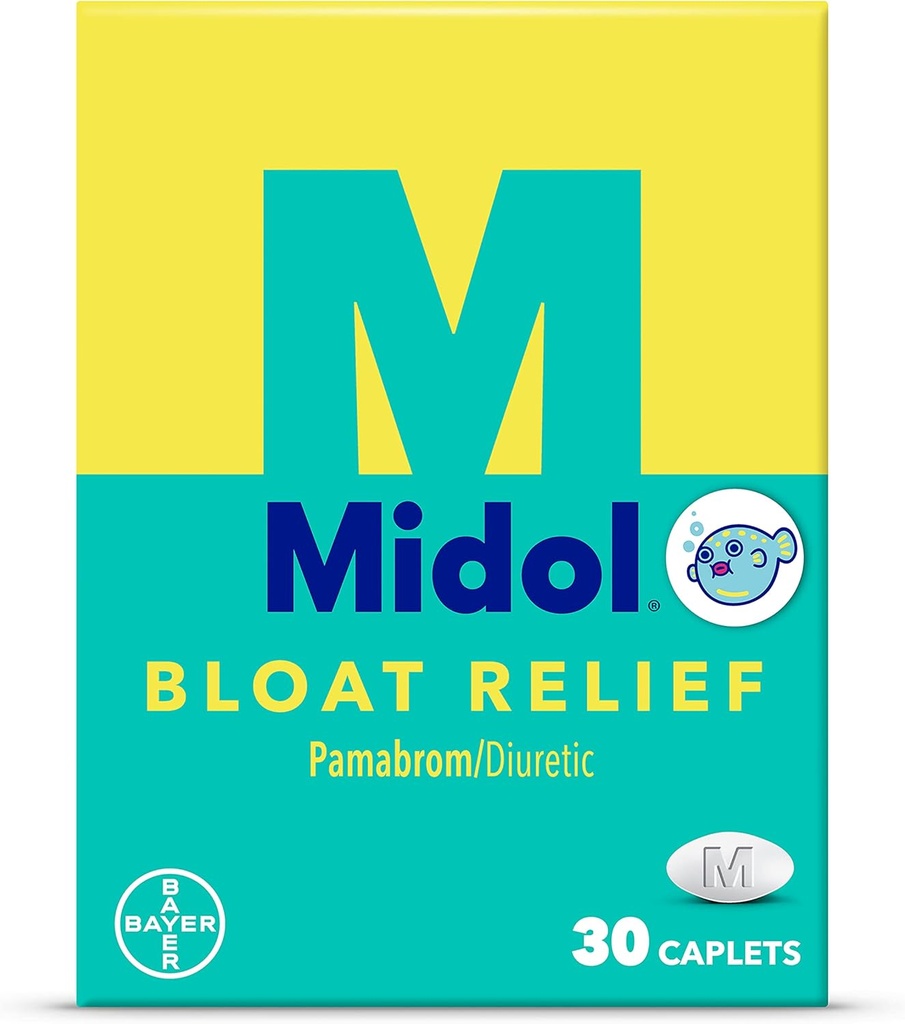 Midol Bloat Relief, Caplets avec Pamabrom, 30 comtes