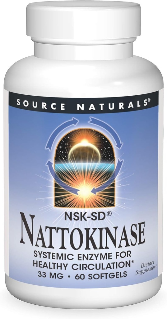 Source Naturals Nattokinase Enzyme systémique pour une circulation saine* 33mg - 60 Softgels