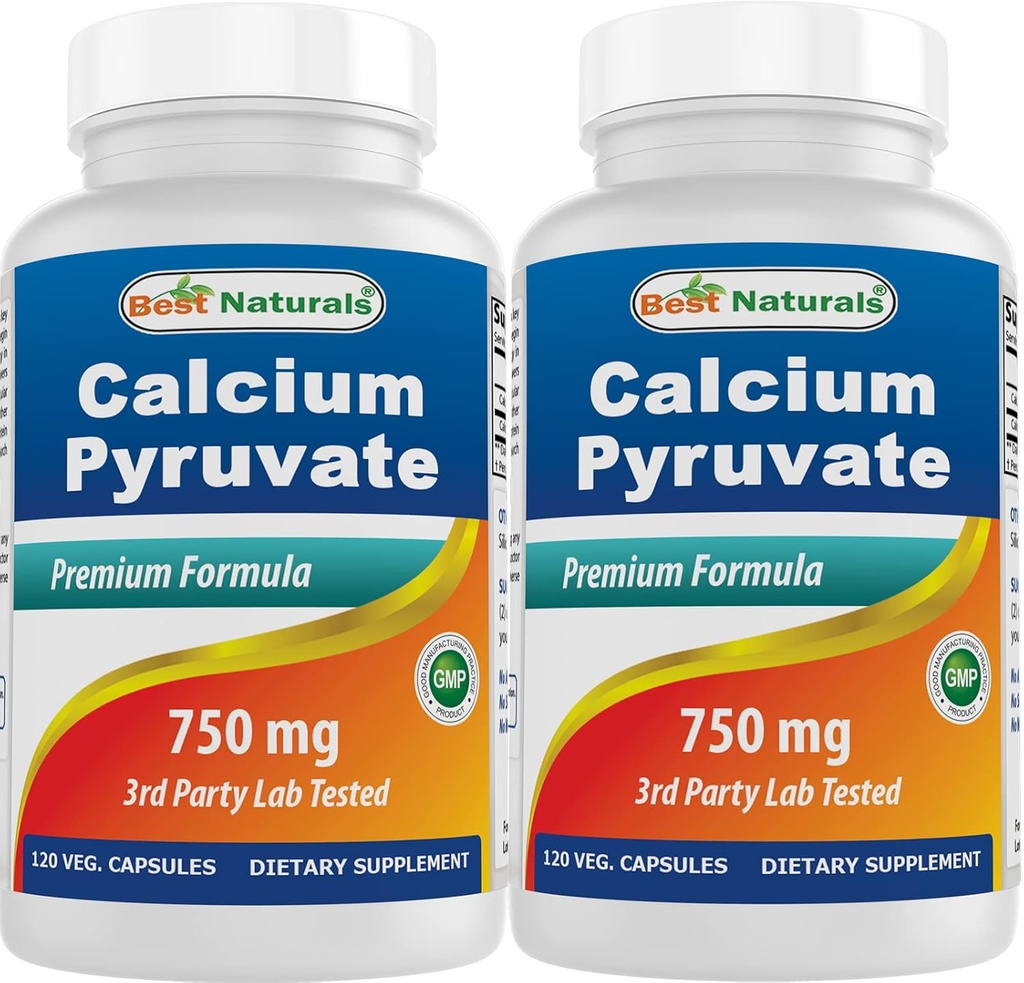 Pyruvate de calcium 750 mg 120 capsules par Best Naturals (paquet de 2)