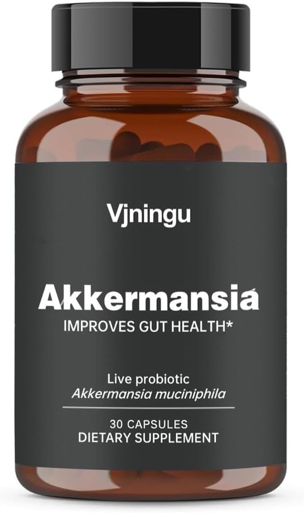 Akkermansia Probiotic with Prebiotic Fiber, Increases GLP-1 Production, Third-Party Tested, 100M AFU Live Strain for Gut Health for People (2024New, 30Capsules, 1Pack)