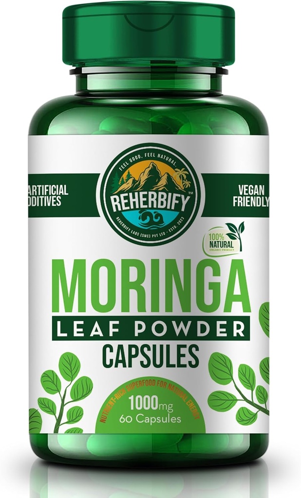 Moringa Capsules par ReHerbify, 1000mg, 60 Capsules