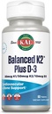 KAL Équilibré K2 Plus D-3 Comprimés, 100 mcg, 60 Compte