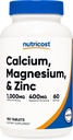 Nutricost Calcium, Magnésium et Zinc Comprimés 1,415 mg, 180 Comprimés - Supplément vitamine/mélange minéral, 60 portions - Sans gluten, non-OGM