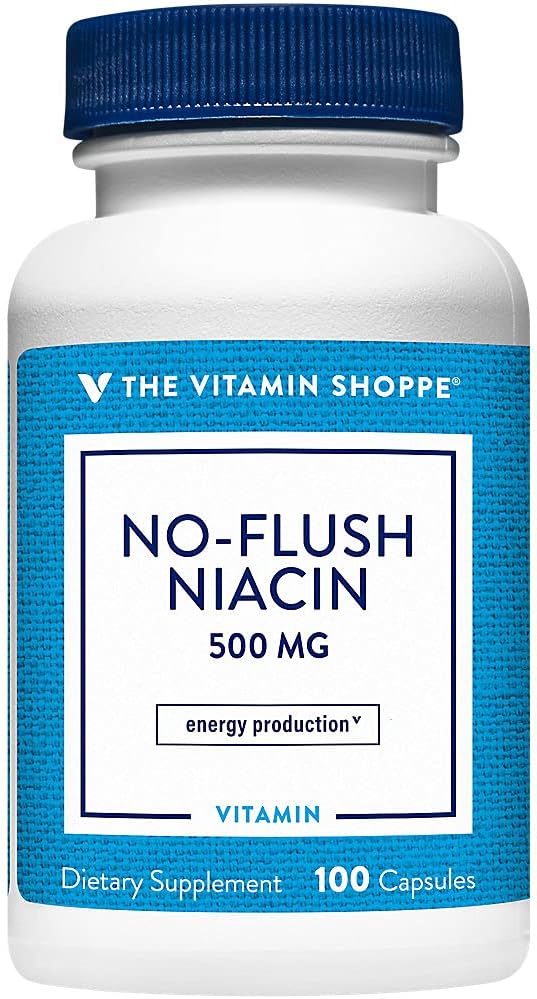 La Vitamine Shoppe No Flush Niacin 500MG, supporte les niveaux de cholestérol déjà dans la gamme normale, supporte le métabolisme et la production d'énergie, une fois par jour (100 capsules)