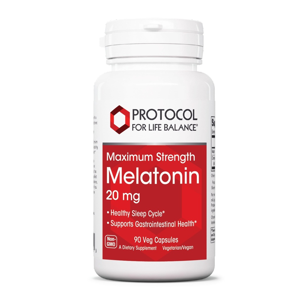 PROTOCOLE POUR LA BALANCE DE LA VIE Mélatonine Concentration maximale - 20 mg Mélatonine - Soutien au sommeil pour les adultes - Soutien immunitaire quotidien - Aide au pinal Gland - Vegan & Non-OGM - 90 gélules