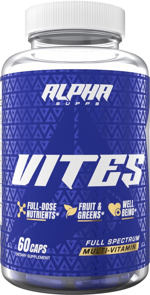 Alpha Supps Vites Men's Multivitamin, Complete Daily Supplement with Fruits, Veggies, Energy, Immune & Prostate Support - Daily Whole Food Vitamins with Antioxidants and Digestive Enzymes