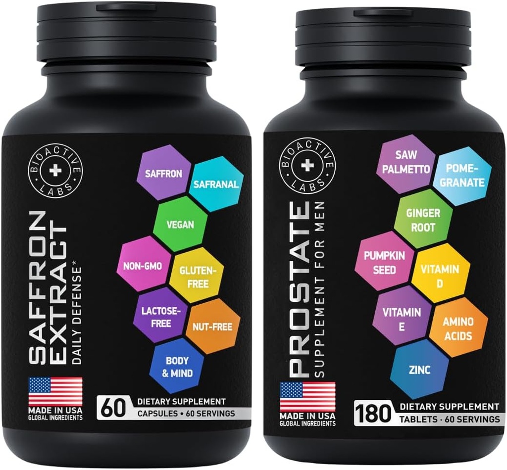 Suppléments prostate avec Saw Palmetto et Pure Safran Extract Capsules pour hommes